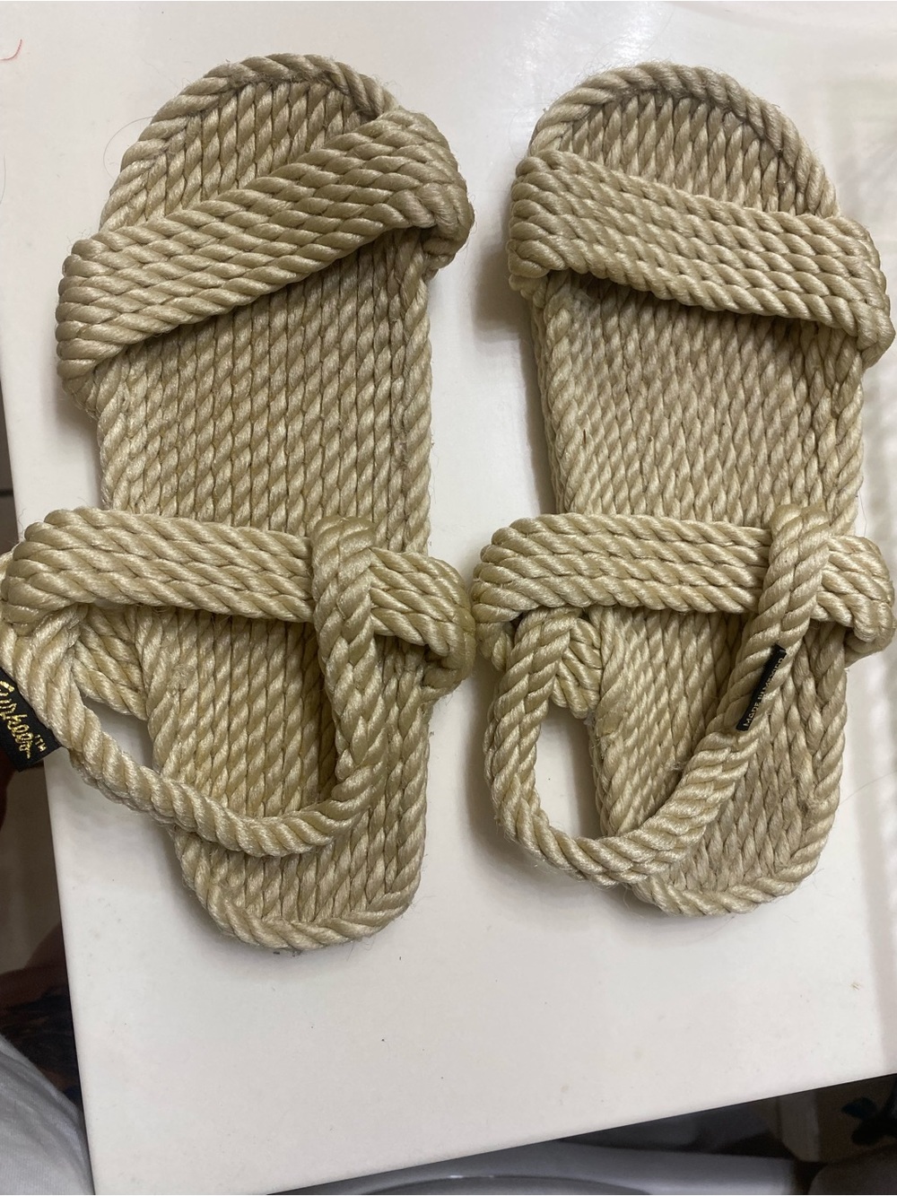 Gurkees Braided Rope Slide Sandals in Natural Beige